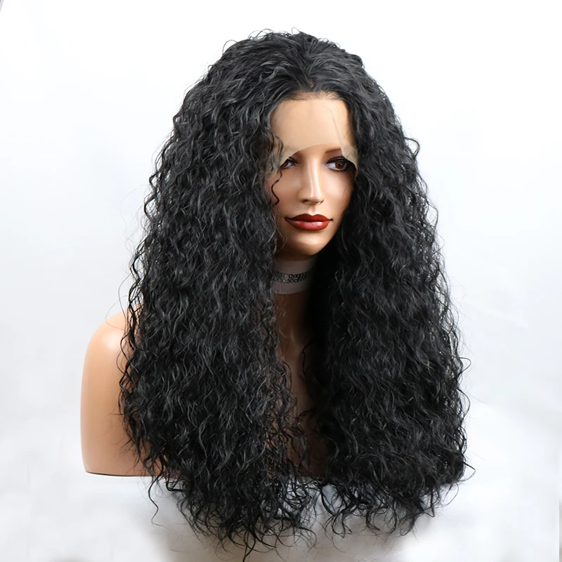 26Inch Long Glueless Loose Curly Black Color Synthetic Hair Lace Front Wigs For Women Heat Resistant Fiber 180% Density
26Inch Long Glueless Loose Curly Black Color Synthetic Hair Lace Front Wigs For Women Heat Resistant Fiber 180% Density