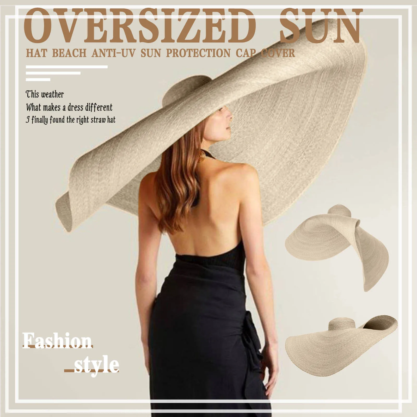 Fashion Large Sun Hat Women Beach Sun Protection Cap Cover Foldable Straw Cap Ladies Elegant Oversized Sunshade Hat Big Hat Brim
Fashion Large Sun Hat Women Beach Sun Protection Cap Cover Foldable Straw Cap Ladies Elegant Oversized Sunshade Hat Big Hat Brim