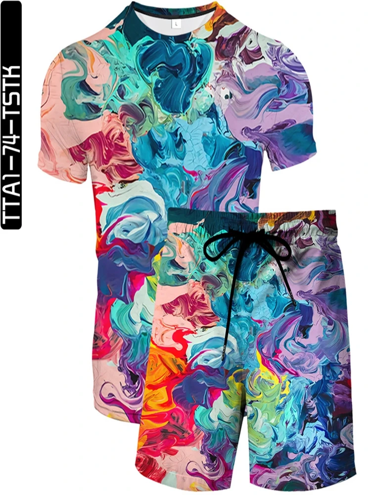 Summer new men's large casual suit art color 3D printed T-shirt plus men's sports casual shorts suit s-6xl
Summer new men's large casual suit art color 3D printed T-shirt plus men's sports casual shorts suit s-6xl