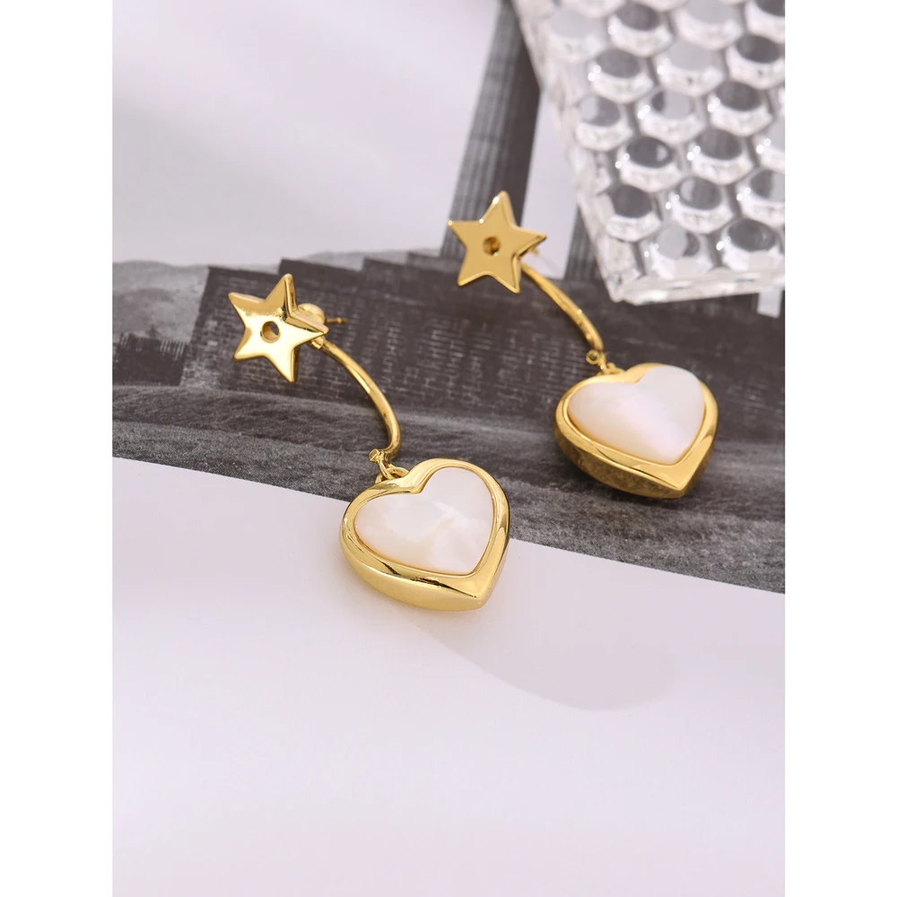 Yhpup Cute Star Heart Natural Shell Dangle Earrings High Quality Metal Copper Gold Color Fashion Earrings Jewelry Party Gift
Yhpup Cute Star Heart Natural Shell Dangle Earrings High Quality Metal Copper Gold Color Fashion Earrings Jewelry Party Gift