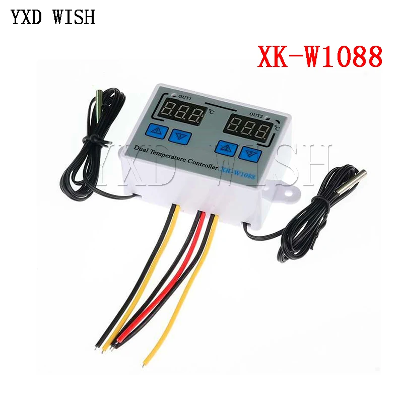 XK-W1088 AC 220V 12V 24V Digital Display Dual Thermometer Temperature Controller Smart Thermostat Incubator Control Dual Probe 
XK-W1088 AC 220V 12V 24V Digital Display Dual Thermometer Temperature Controller Smart Thermostat Incubator Control Dual Probe