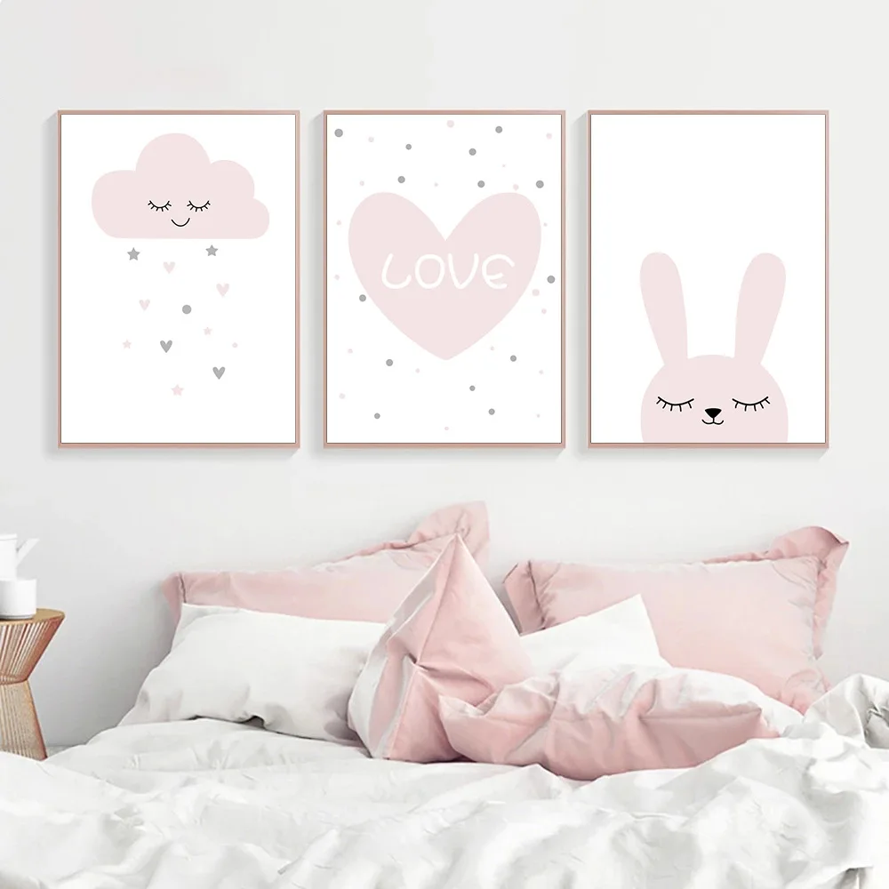 Child Canvas Print Pink Heart Cloud Poster Rabbit Wall Art Painting Nursery Posters Nordic Wall Pictures Baby Girls Room Decor
Child Canvas Print Pink Heart Cloud Poster Rabbit Wall Art Painting Nursery Posters Nordic Wall Pictures Baby Girls Room Decor
