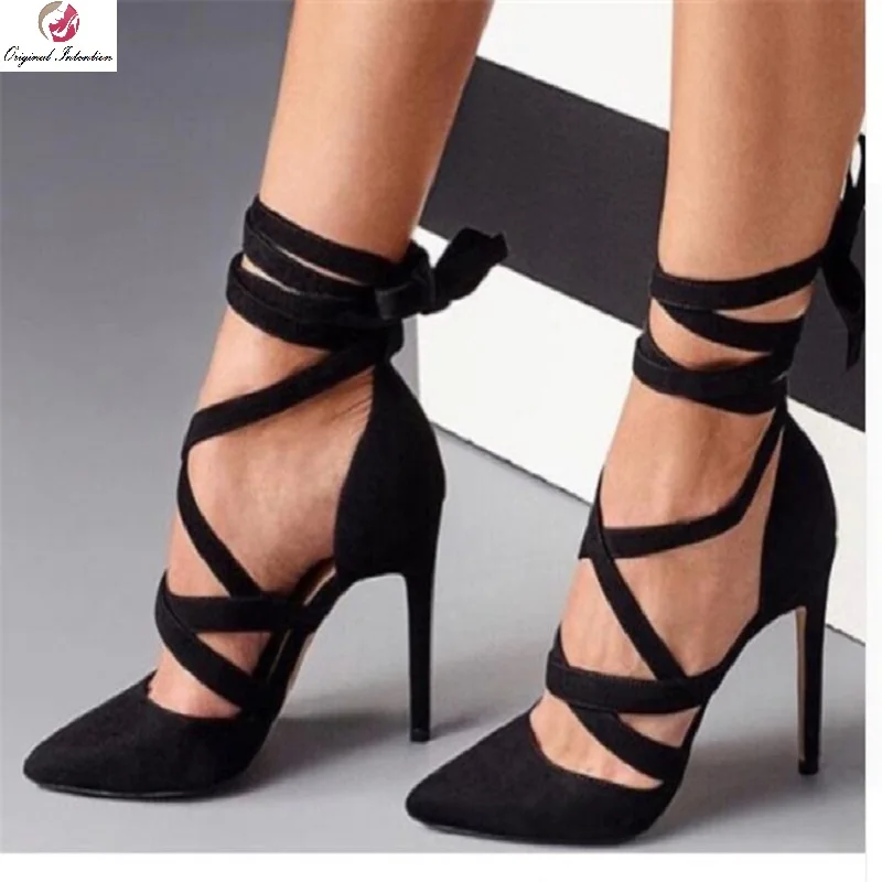 Original Intention Sexy Lace up Women Pumps Pointed Toe Thin High Heels Pumps Fashion Black Shoes Woman Plus Size 4-15
Original Intention Sexy Lace up Women Pumps Pointed Toe Thin High Heels Pumps Fashion Black Shoes Woman Plus Size 4-15