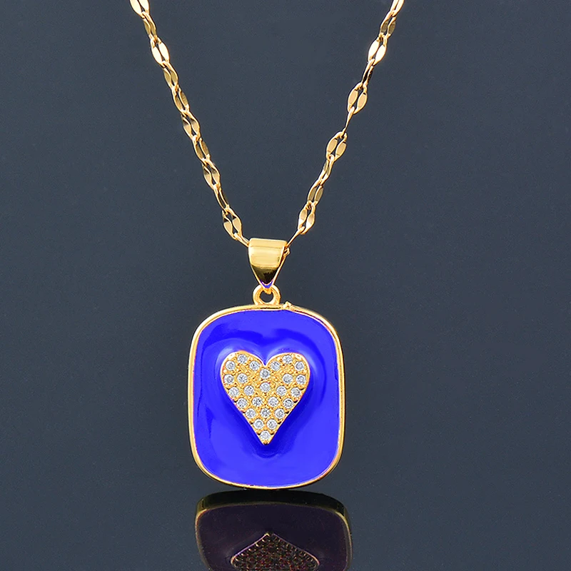 LEEKER Blue White Black Red Enamel Square Stainless Steel Necklace For Women Heart Star Evil Eyes Necklace On Neck 320 LK6
LEEKER Blue White Black Red Enamel Square Stainless Steel Necklace For Women Heart Star Evil Eyes Necklace On Neck 320 LK6