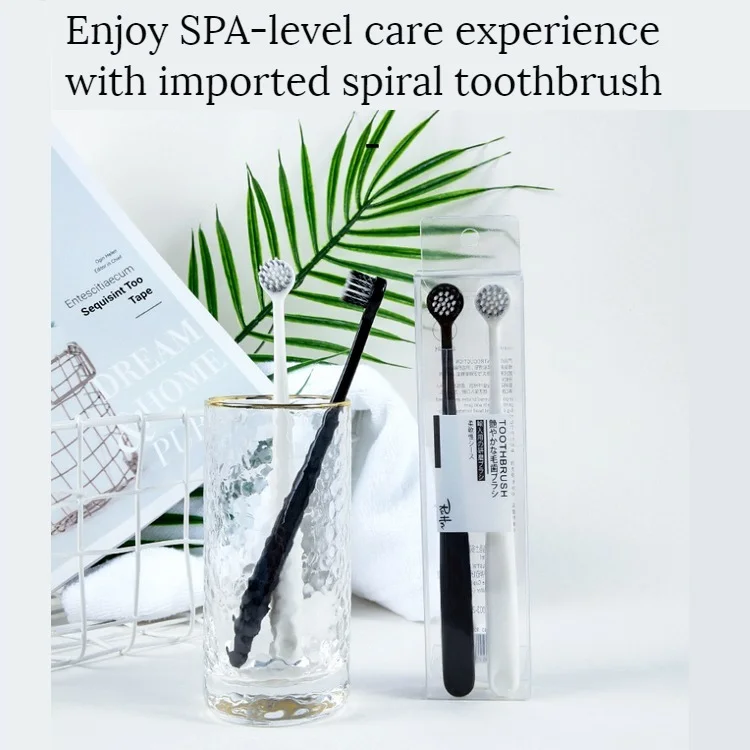 2pcs New Fashion Small Round Head Thai Spiral Hair Couple Toothbrush Black and White with Adult Bamboo Charcoal Soft Toothbrush
2pcs New Fashion Small Round Head Thai Spiral Hair Couple Toothbrush Black and White with Adult Bamboo Charcoal Soft Toothbrush