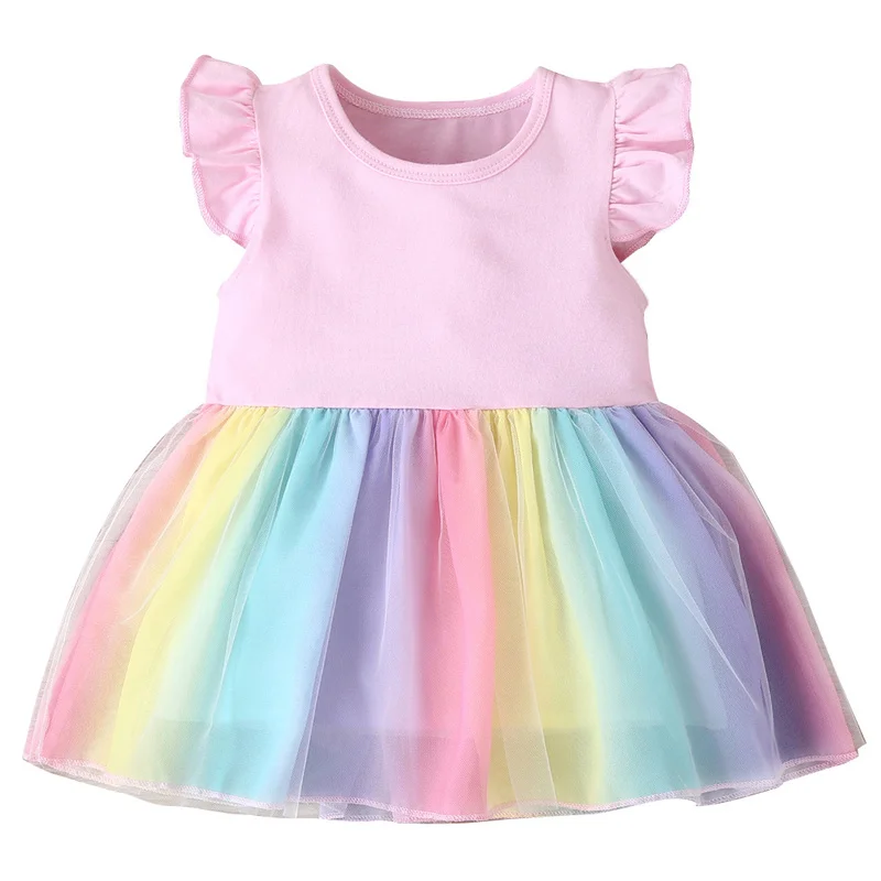 Girls Dress Flying Short sleeve Summer 2021 New Rainbow lace Party Birthday Dress Girls Princess dress Children Clothing Dress
Girls Dress Flying Short sleeve Summer 2021 New Rainbow lace Party Birthday Dress Girls Princess dress Children Clothing Dress