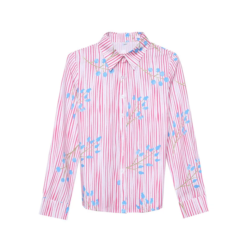 Весна 2020 новинка женская тонкая рубашка и блузка с принтом Женские топы блузки