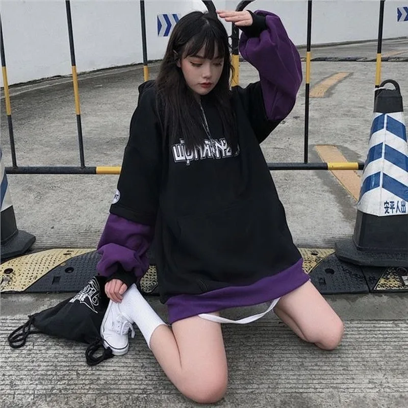 KOSAHIKI 2021 Spring Fleece Harajuku Hoodies Streetwear Loose Fake Two Pieces Casual Vintage Patchwork Sweatshirts Women 11a063
KOSAHIKI 2021 Spring Fleece Harajuku Hoodies Streetwear Loose Fake Two Pieces Casual Vintage Patchwork Sweatshirts Women 11a063