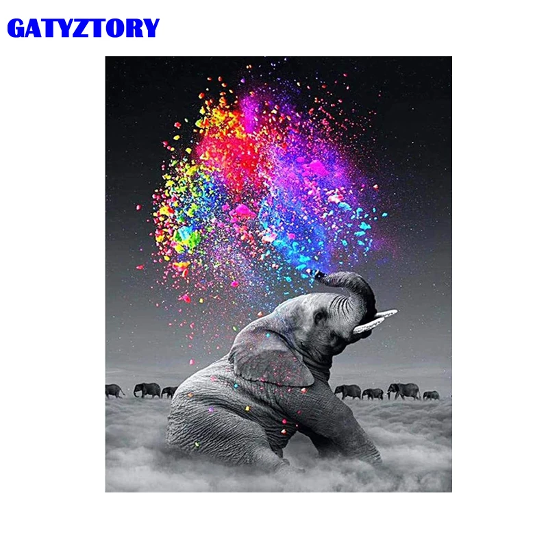GATYZTORY рамка 60x75 см DIY искусственный слон животные акриловый холст по номерам