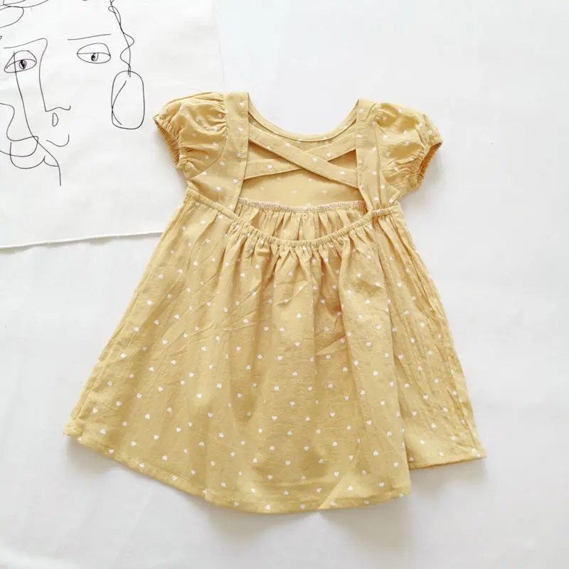Детская одежда, летнее платье с лямкой на шее для маленьких девочек, желтое платье в горошек с перекрестными лямками на спине
Детская одежда, летнее платье с лямкой на шее для маленьких девочек, желтое платье в горошек с перекрестными лямками на спине
