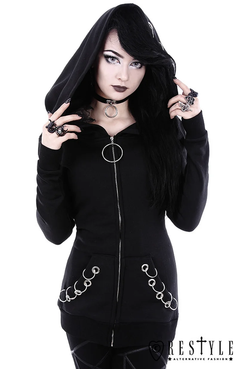 

2020 Black Punk Long Sleeve Loose Hooded Clothes Harajuku Nightmare Before Christmas Gothic Hoodies Streetwear Stranger Things