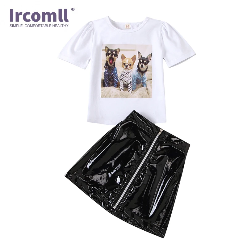 Ircomll 2-6Y 2pcs Kids Clothes Girls Soild Anamal Print T-shirt + PU Skirt Top and Skirt Set Children's Costumes Girl outfit
Ircomll 2-6Y 2pcs Kids Clothes Girls Soild Anamal Print T-shirt + PU Skirt Top and Skirt Set Children's Costumes Girl outfit