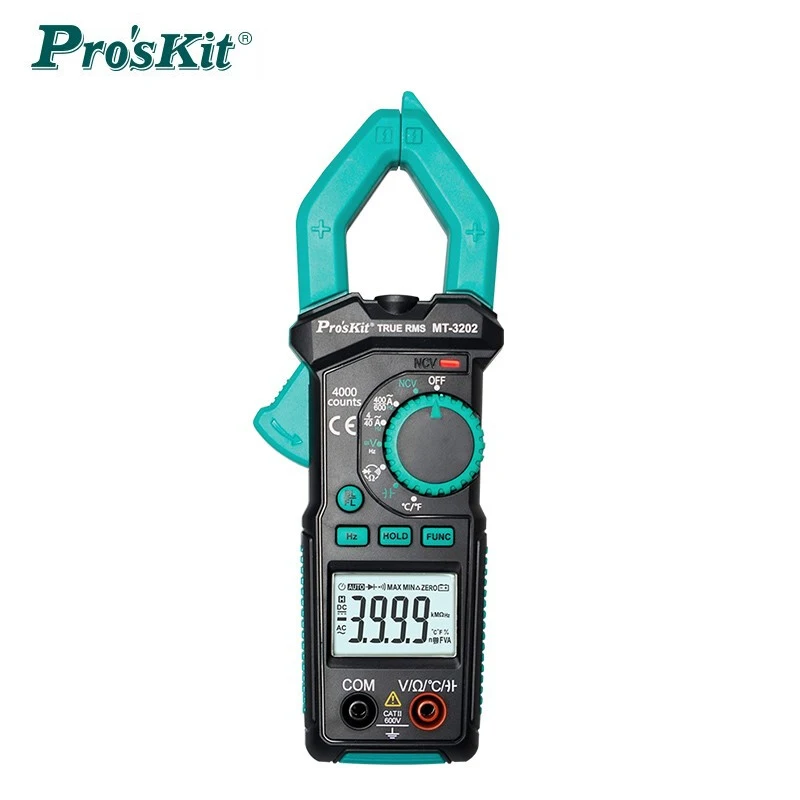 Clamp Meter Multimeter Pro'sKit 3-5/6 True RMS DC AC Capacitance NCV Ohm Voltage Tester Auto Range True RMS Temperature
Clamp Meter Multimeter Pro'sKit 3-5/6 True RMS DC AC Capacitance NCV Ohm Voltage Tester Auto Range True RMS Temperature