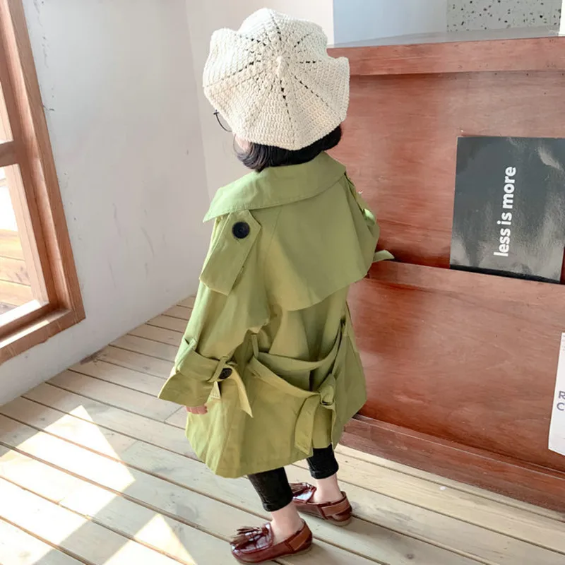Новинка 2019 осеннее пальто для девочек длинное однобортное в английском стиле