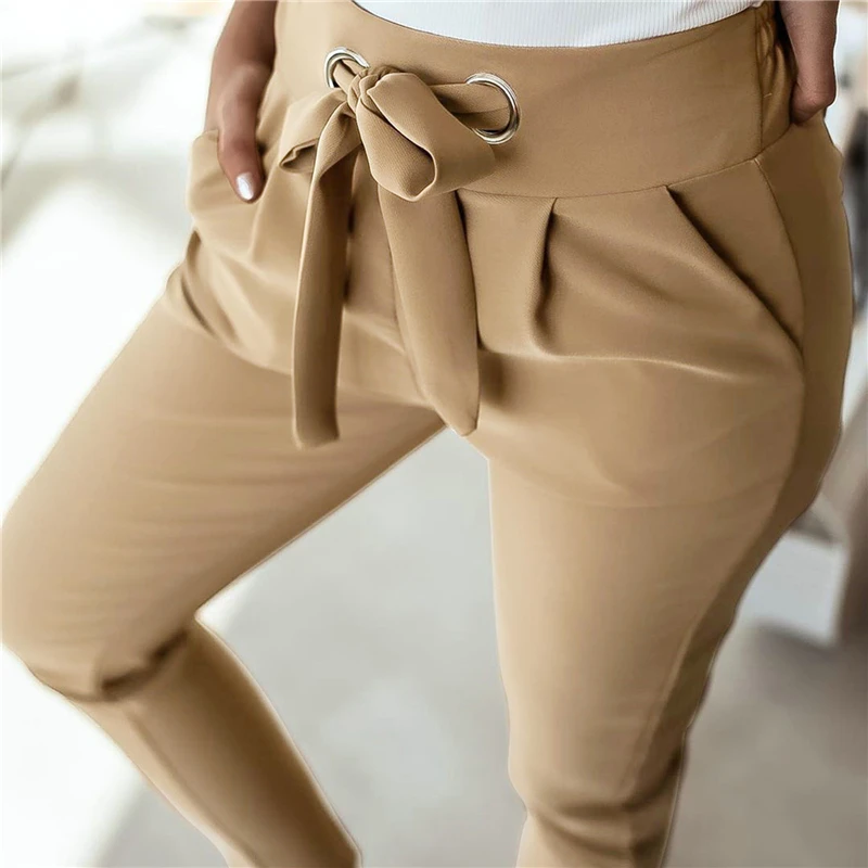 Fashion Women's Trousers Solid Color Stripe Flouncing Pants High Waist Slim Cropped Trousers Ladies Trendy Lace-up Slacks
Fashion Women's Trousers Solid Color Stripe Flouncing Pants High Waist Slim Cropped Trousers Ladies Trendy Lace-up Slacks