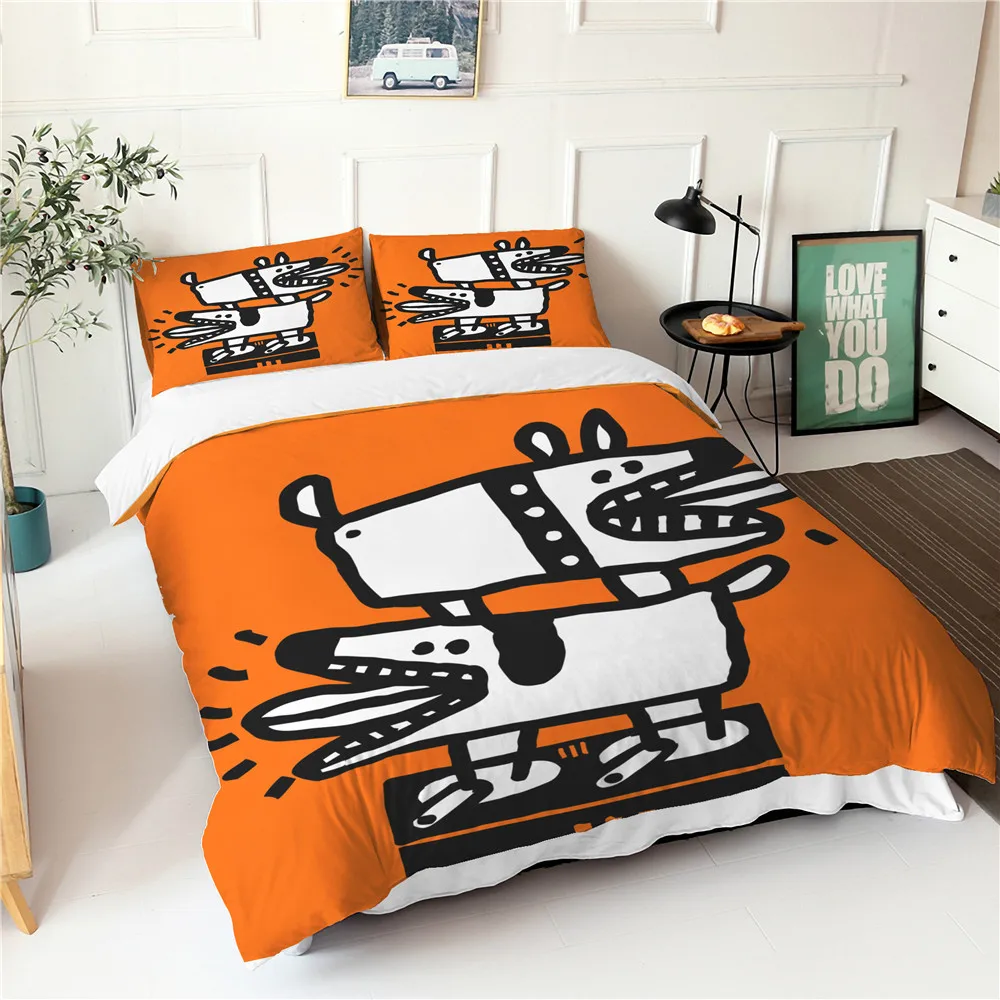 Orange Bed Linen Robot Dog Pattern Double Bedspread King Queen Size Fabric Duvet Cover Modern Home Decor For Bedroom
Orange Bed Linen Robot Dog Pattern Double Bedspread King Queen Size Fabric Duvet Cover Modern Home Decor For Bedroom