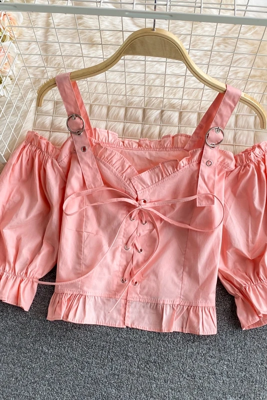 Summer 2021 New One-line Neck Strapless Sling Short Shirt Slim Lace Ruffled Top
Summer 2021 New One-line Neck Strapless Sling Short Shirt Slim Lace Ruffled Top