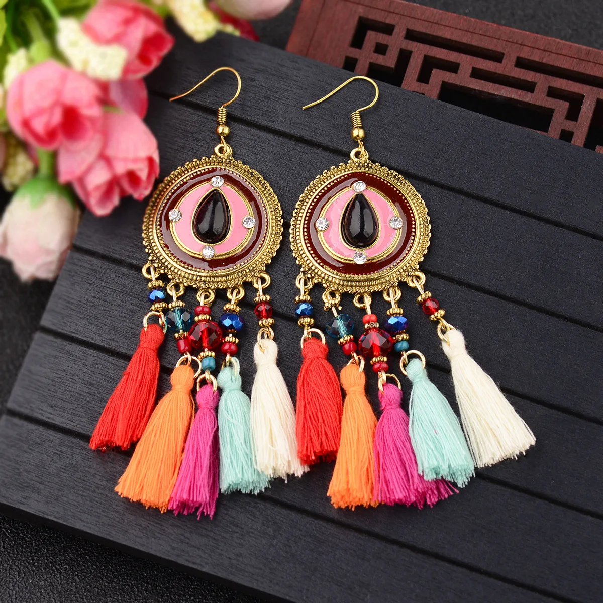 Multiple Colour Tassel Round Dripping Oil Natural Stone Women Jewelry Ethnic Vintage Bohemia Style Earrings
Multiple Colour Tassel Round Dripping Oil Natural Stone Women Jewelry Ethnic Vintage Bohemia Style Earrings