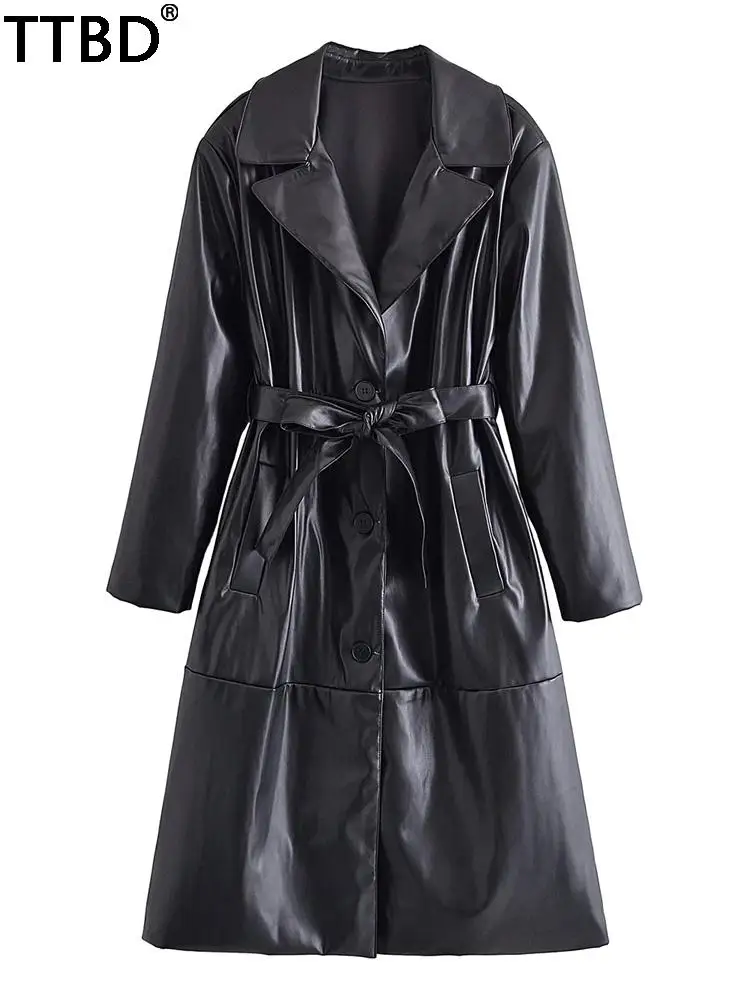 TTBD Women 2021 fashion with belt leather trench coat vintage long sleeve side pockets female overcoat winter clothes women
TTBD Women 2021 fashion with belt leather trench coat vintage long sleeve side pockets female overcoat winter clothes women
