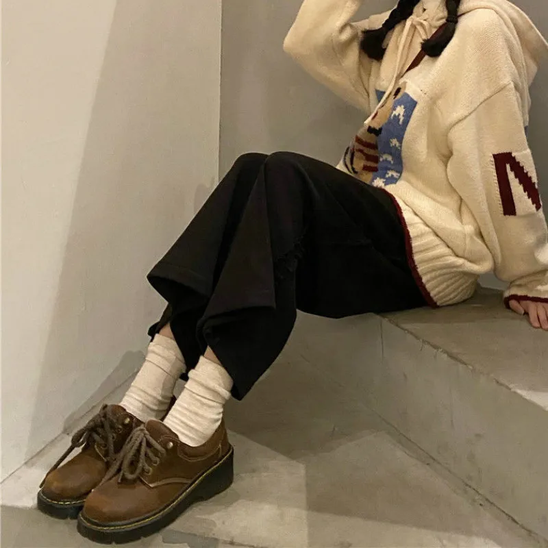 Ankle-length Pants Women Solid Elastic Waist Wide Leg Simple Fashion Leisure All-match Loose Student Ulzzang Feminino Trousers 
Ankle-length Pants Women Solid Elastic Waist Wide Leg Simple Fashion Leisure All-match Loose Student Ulzzang Feminino Trousers