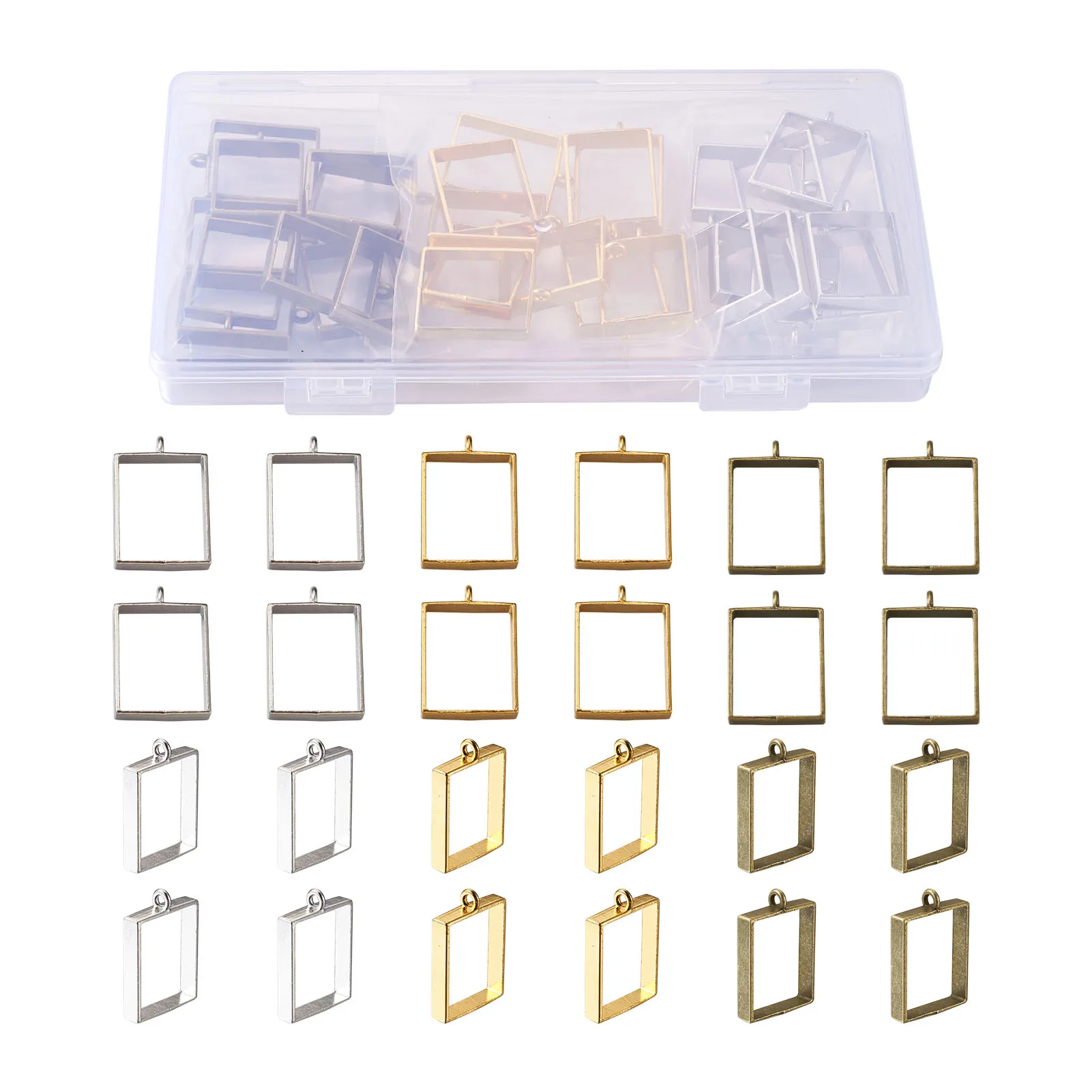 30Pcs Rectangle Alloy Open Back Bezel Big Pendants Mixed Color Charms For DIY Epoxy Resin Pressed Flower Jewelry Handmade
30Pcs Rectangle Alloy Open Back Bezel Big Pendants Mixed Color Charms For DIY Epoxy Resin Pressed Flower Jewelry Handmade