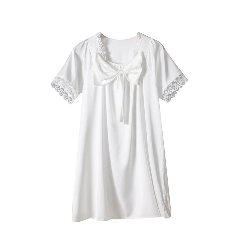 Sleep Dress Women Summer Lace Robe De Nuit Femme Sexy Nightgown Bow Short Sleeve Nuisette Satin Nightdress Women Home Service
Sleep Dress Women Summer Lace Robe De Nuit Femme Sexy Nightgown Bow Short Sleeve Nuisette Satin Nightdress Women Home Service