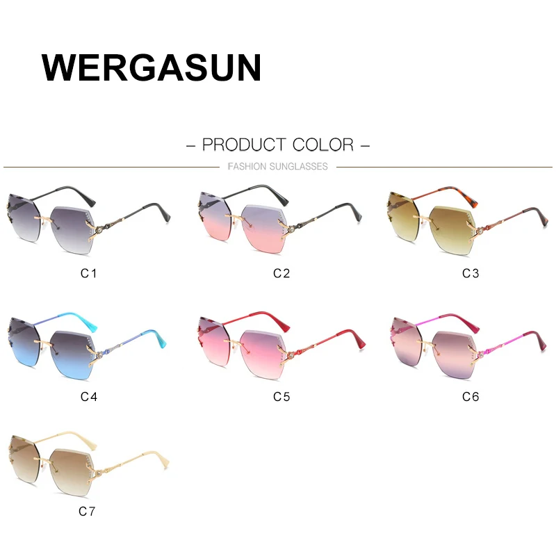 WERGASUN New Rimless Sunglasses Women Square Metal Frame Clear Lens Sun Glasses Vintage Brand Designer Sunglass
WERGASUN New Rimless Sunglasses Women Square Metal Frame Clear Lens Sun Glasses Vintage Brand Designer Sunglass