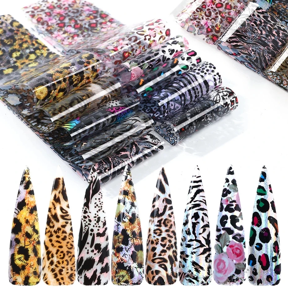 10pcs Leopard Print Nail Foil Stickers Nail Art Transfer Foil Set Holographic Design Adhesive Wraps Decoration Manicure FT328
10pcs Leopard Print Nail Foil Stickers Nail Art Transfer Foil Set Holographic Design Adhesive Wraps Decoration Manicure FT328