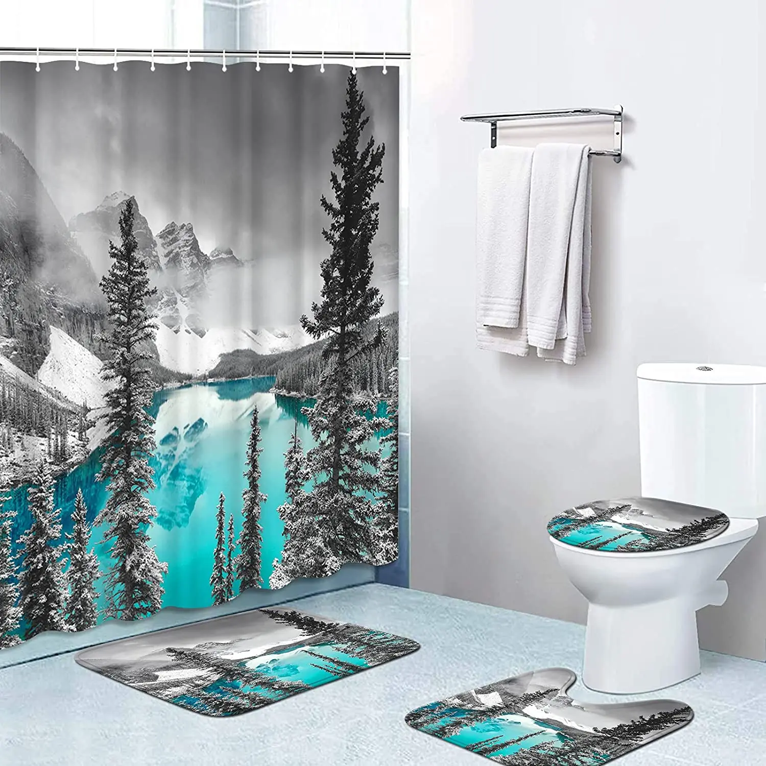 Canadian Rockies Print Shower Curtain Set Carpet Cover Toilet Cover Bathroom Mat Cushion Cover Bathroom Curtain Household 
Canadian Rockies Print Shower Curtain Set Carpet Cover Toilet Cover Bathroom Mat Cushion Cover Bathroom Curtain Household