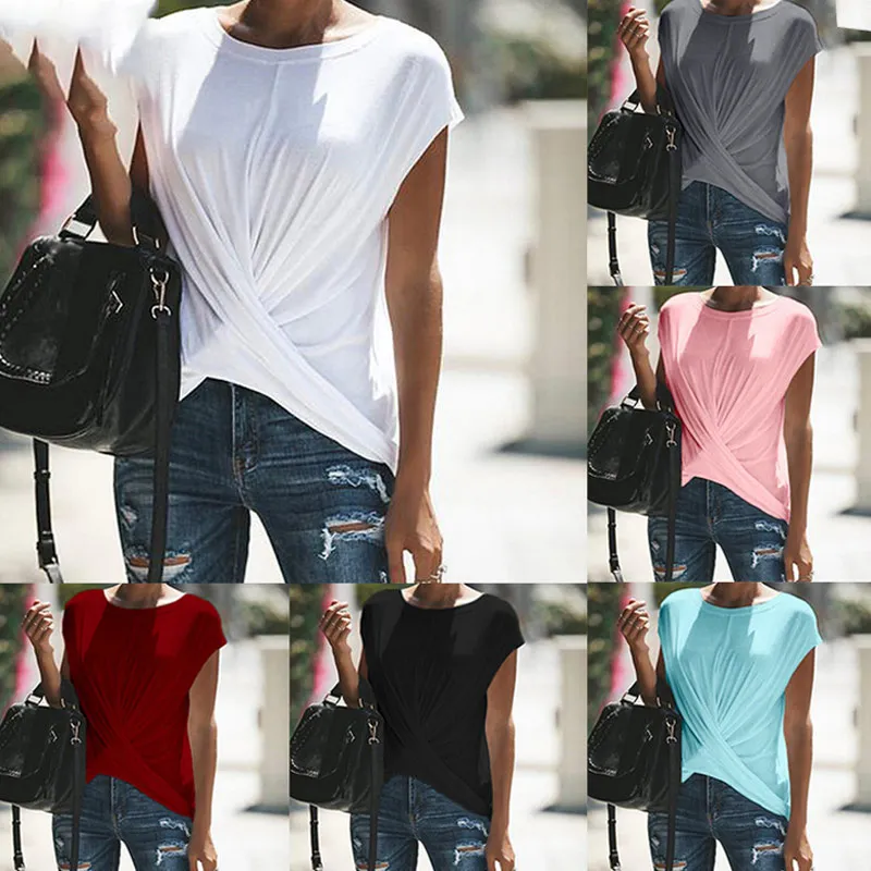 Irregular Women's T-Shirt Top Twisted Plus Size O-Neck Black T-Shirts Women 2020 Summer Short Sleeve Solid T Shirts Tops Ladies 
Irregular Women's T-Shirt Top Twisted Plus Size O-Neck Black T-Shirts Women 2020 Summer Short Sleeve Solid T Shirts Tops Ladies