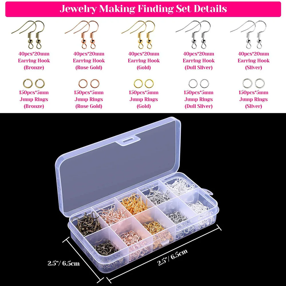 2153pcs Earring Making Supplies Jewelry Findings Tools Clip Buckle Lobster Clasp Open Jump Rings Earring Hook Accessories Kit
2153pcs Earring Making Supplies Jewelry Findings Tools Clip Buckle Lobster Clasp Open Jump Rings Earring Hook Accessories Kit