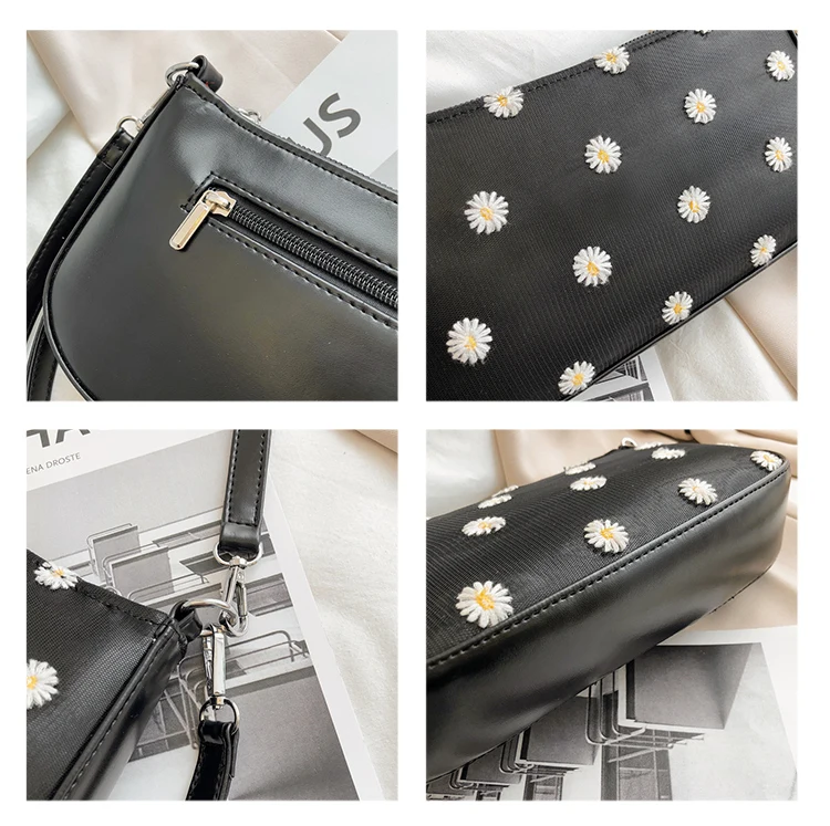 Women Shoulder Bag Small Armpit Bag 2020 Summer PU Leather Crossbody Bags for Women Daisies Flower Handbags Cross Body Bag 
Women Shoulder Bag Small Armpit Bag 2020 Summer PU Leather Crossbody Bags for Women Daisies Flower Handbags Cross Body Bag