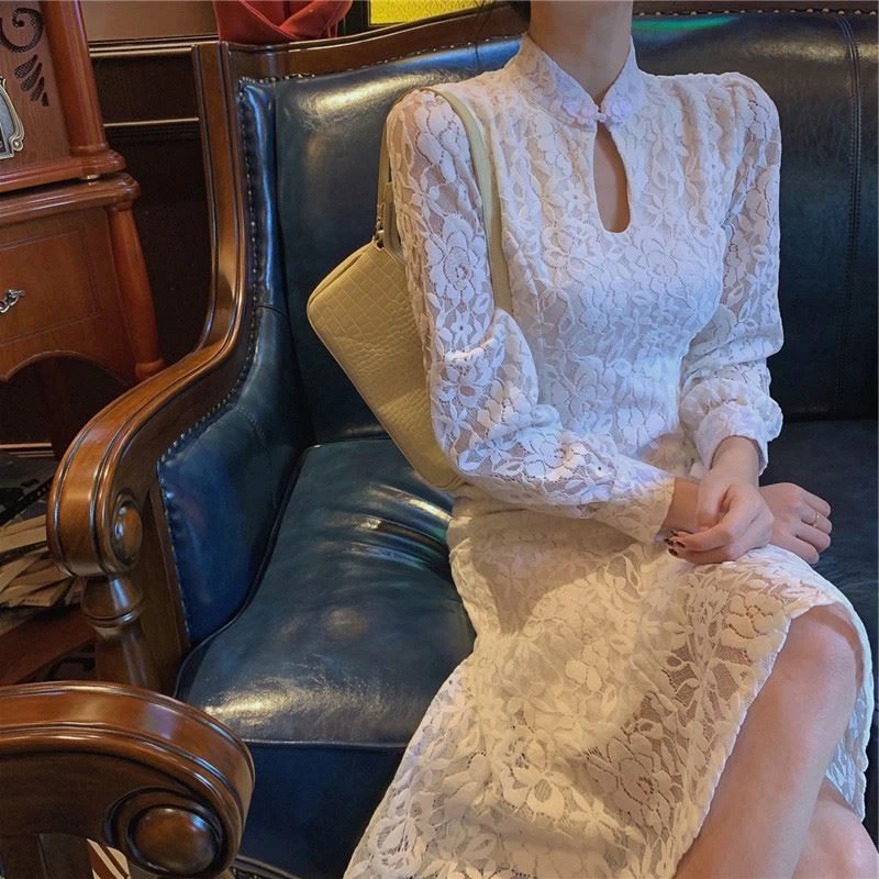 Women Retro Elegant Cheongsam Lace Dress Traditional Chinese Style Qipao Fashion Oriental Clothing A258
Women Retro Elegant Cheongsam Lace Dress Traditional Chinese Style Qipao Fashion Oriental Clothing A258