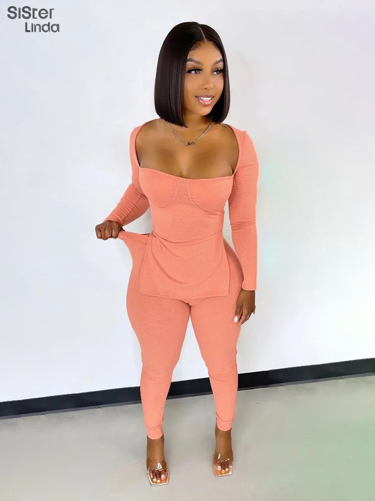 Skinny Fitness Tracksuit Women Two Piece Sets Long Sleeve Square Collar Side Split T-Shirts+Leggings Casual Matching Streetwear
Skinny Fitness Tracksuit Women Two Piece Sets Long Sleeve Square Collar Side Split T-Shirts+Leggings Casual Matching Streetwear