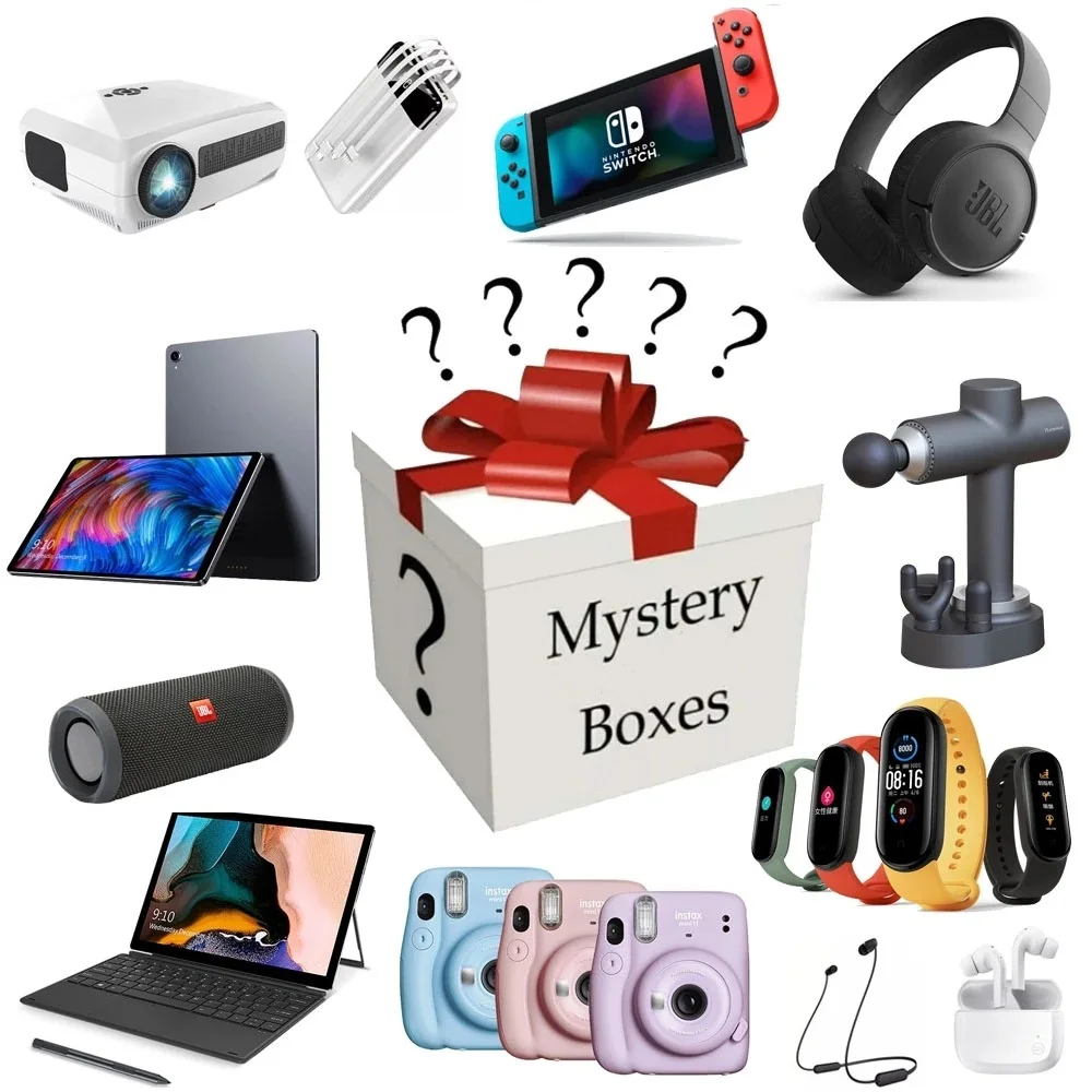 

Рождественские мистические коробки, цифровые электронные, есть шанс открывать, например, геймпады, цифровые камеры, дроны, умные часы еще