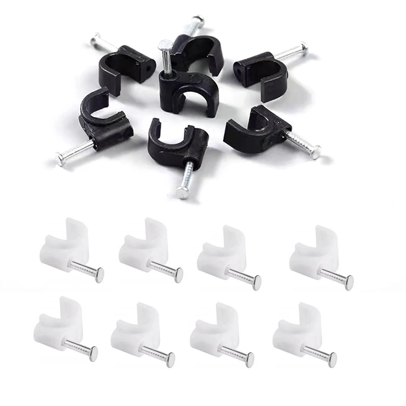 HEMAN PE Plastic 7mm Round Cable Wire Clip High Carbon Steel Nails Circle Cable clips Wire Cord Tie Holder 100pcs/bag
HEMAN PE Plastic 7mm Round Cable Wire Clip High Carbon Steel Nails Circle Cable clips Wire Cord Tie Holder 100pcs/bag
