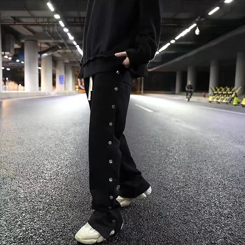 Double Side Button Jogger Sweatpants Men Elastic Wasit Streetwear Loose Casual Hip Hop Trousers Wide Leg Harajuku Cargo Pants
Double Side Button Jogger Sweatpants Men Elastic Wasit Streetwear Loose Casual Hip Hop Trousers Wide Leg Harajuku Cargo Pants