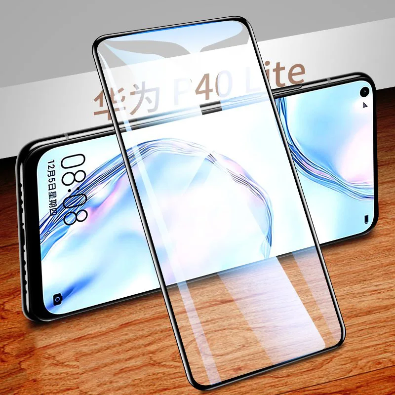 2 шт. закаленное стекло для Huawei P40 Lite Полное покрытие клеевой протектор экрана