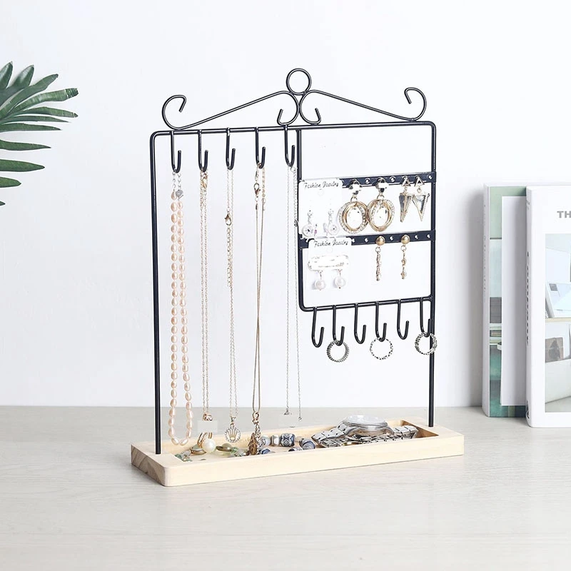 Metal Frame & Wood Basic Tray for Earrings Bracelets Necklace Watch Accessories Holder-20 Holes & 11 Hooks
Metal Frame & Wood Basic Tray for Earrings Bracelets Necklace Watch Accessories Holder-20 Holes & 11 Hooks