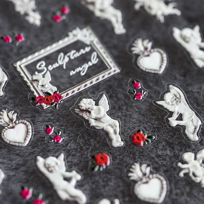 New 5D Engraved Nail Sticker Red Color Flowers Angel Portrait Image Charm Desgin Empaistic Nail Slide Decals Z0423
New 5D Engraved Nail Sticker Red Color Flowers Angel Portrait Image Charm Desgin Empaistic Nail Slide Decals Z0423