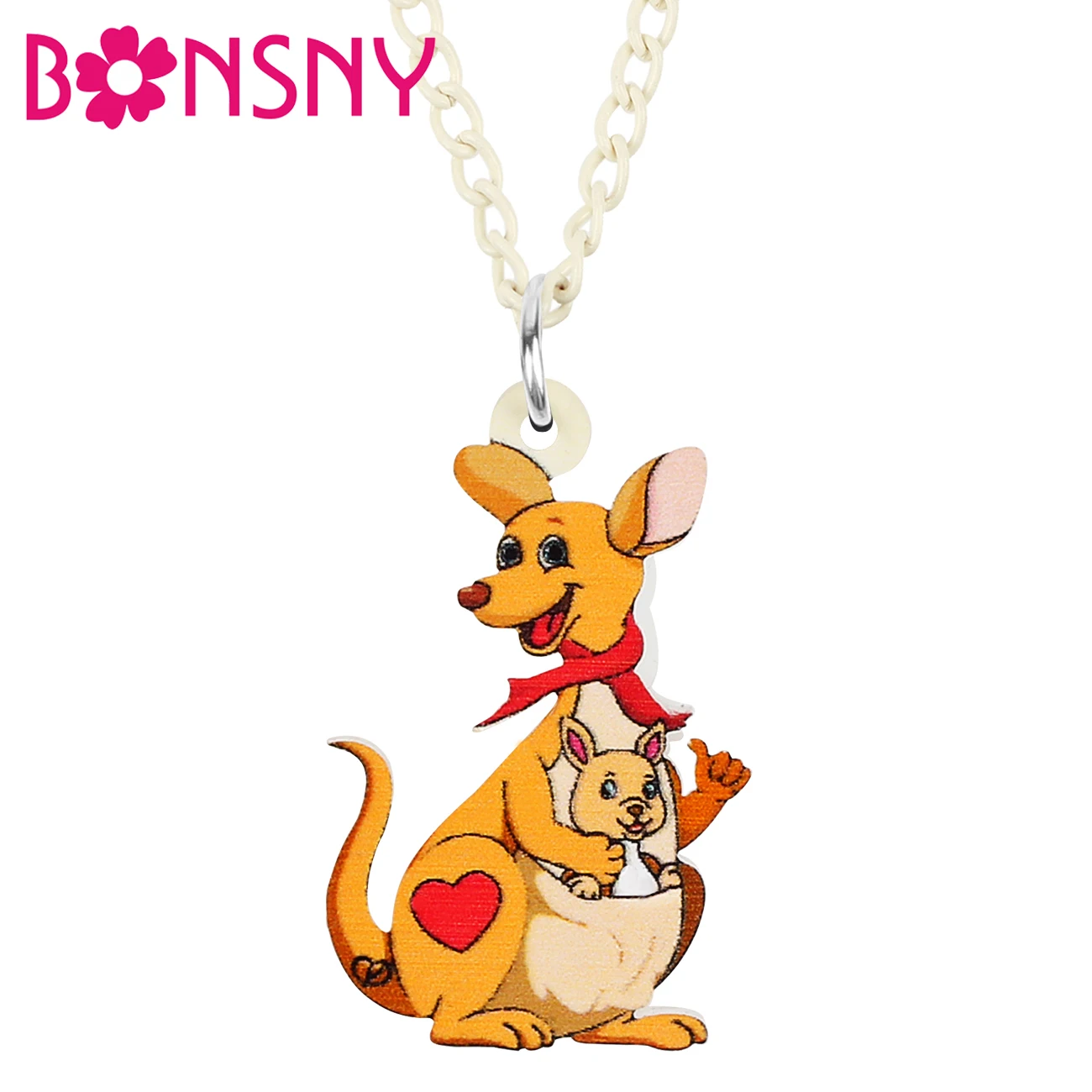 BONSNY Mother's Day Acrylic Cute Orange Heart Kangaroos Necklace Pendant Fashion Long Chain Jewelry For Women Girls Gift
BONSNY Mother's Day Acrylic Cute Orange Heart Kangaroos Necklace Pendant Fashion Long Chain Jewelry For Women Girls Gift