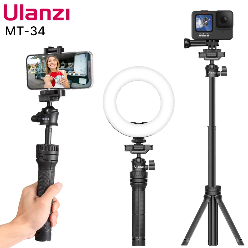 Выдвижной Штатив Ulanzi MT-34 для камеры телефона штатив 3 в 1 селфи-Палка с держателем