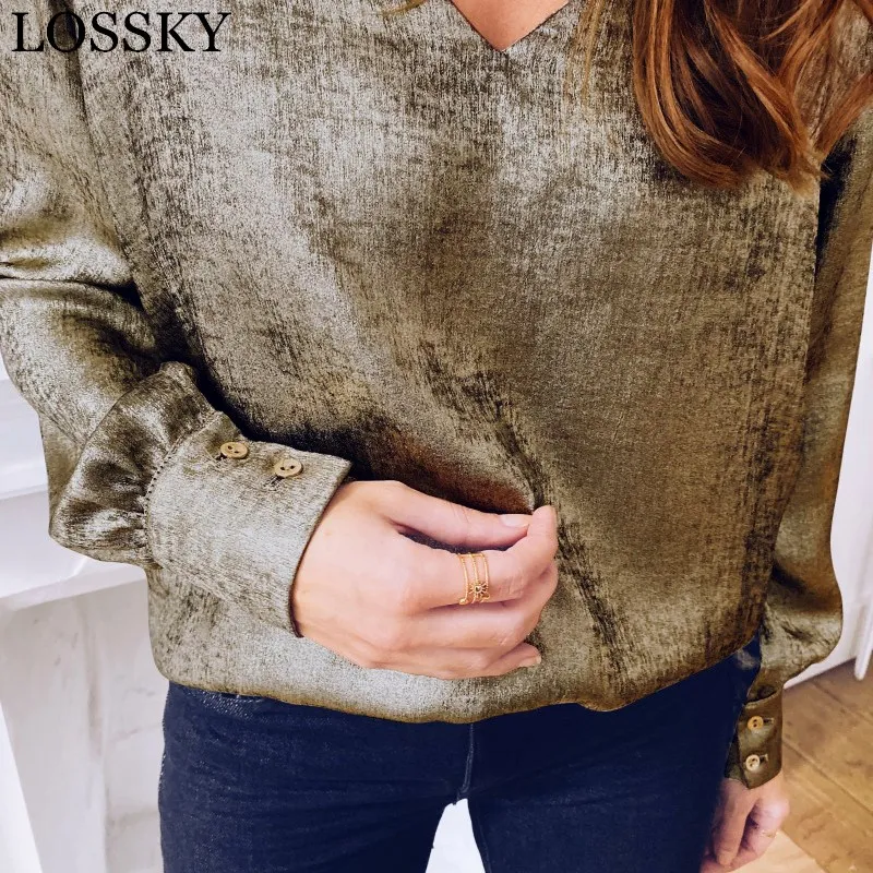 Gold Blouse Long Sleeve Leisure V Neck Long Sleeve Solid Office Ladies Workwear Shirt And Blouses Basic Blusas Camisa Top Blusas 
Gold Blouse Long Sleeve Leisure V Neck Long Sleeve Solid Office Ladies Workwear Shirt And Blouses Basic Blusas Camisa Top Blusas