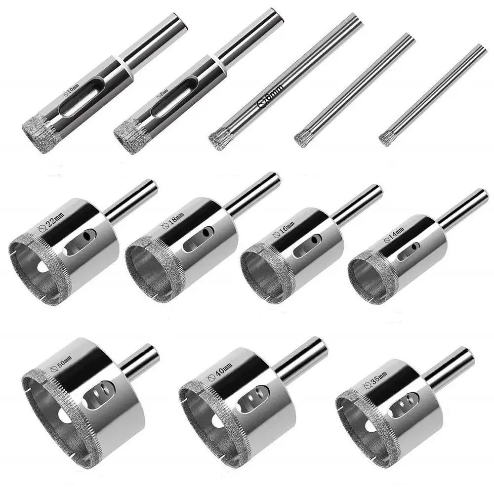 12pcs Diamond Hole Saw Drill Bits Glass and Tile Hollow Core Drill Bits Extractor Remover Tools for glass ceramic porcelain tile
12pcs Diamond Hole Saw Drill Bits Glass and Tile Hollow Core Drill Bits Extractor Remover Tools for glass ceramic porcelain tile