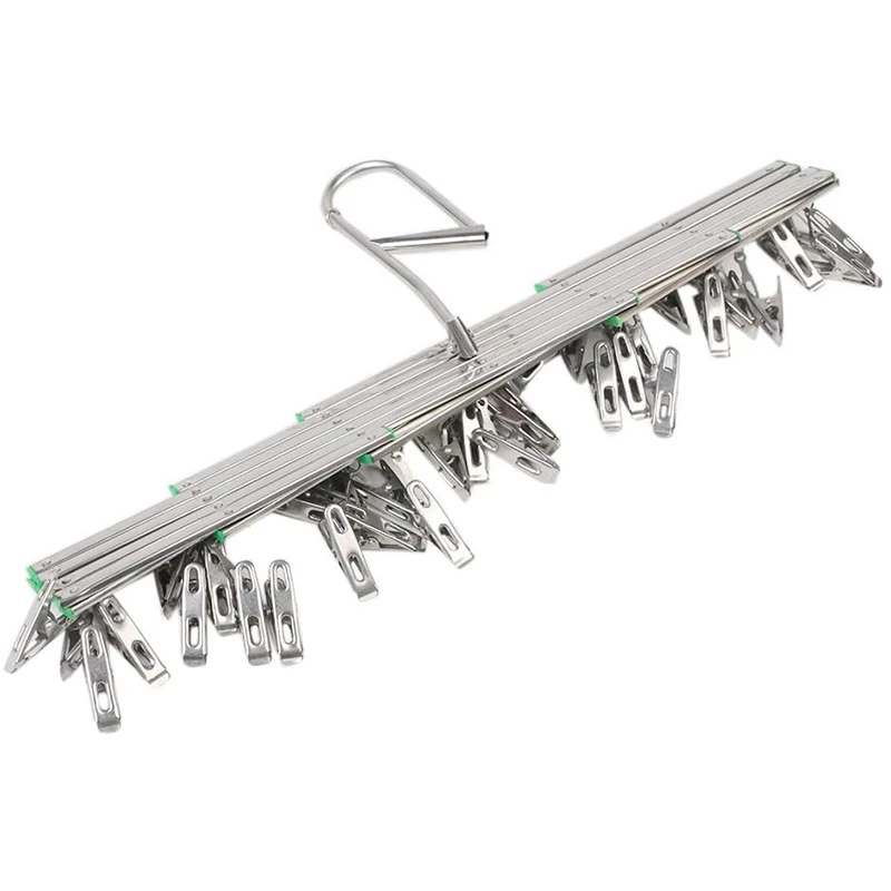 Stainless Steel Drying Rack with 35 Clips, Space Saver Drip Hanger, Drying Pegs Hook for Laundry, Clothes, Socks
Stainless Steel Drying Rack with 35 Clips, Space Saver Drip Hanger, Drying Pegs Hook for Laundry, Clothes, Socks