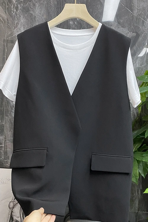 SuperAen Korean Fashion Black Vests Sleeveless Summer Jacket Women Loose Outwear Coat Office Lady Vest for Women
SuperAen Korean Fashion Black Vests Sleeveless Summer Jacket Women Loose Outwear Coat Office Lady Vest for Women