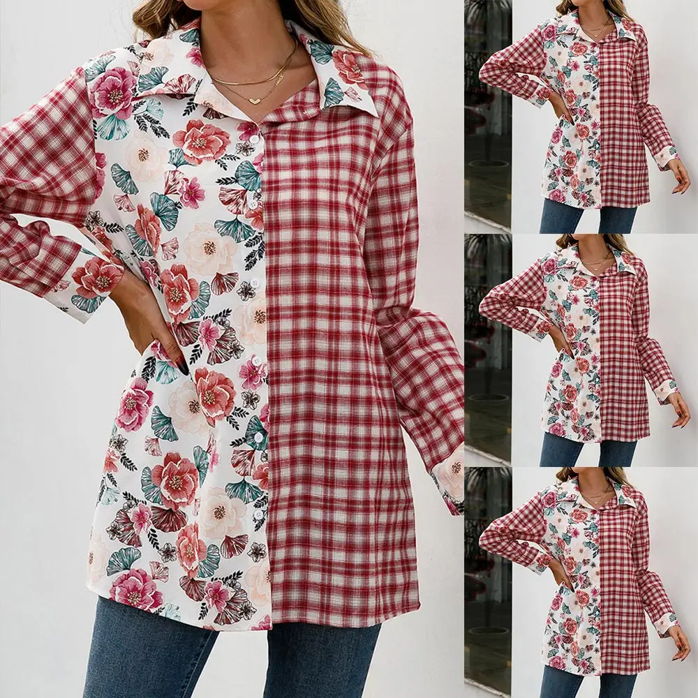 Spring/Autumn Women Button Single Breasted Tops Shirt Turn-Down Collar Tee Shirt Long Sleeve Patchwork Ladies Blouses Tops Shirt
Spring/Autumn Women Button Single Breasted Tops Shirt Turn-Down Collar Tee Shirt Long Sleeve Patchwork Ladies Blouses Tops Shirt