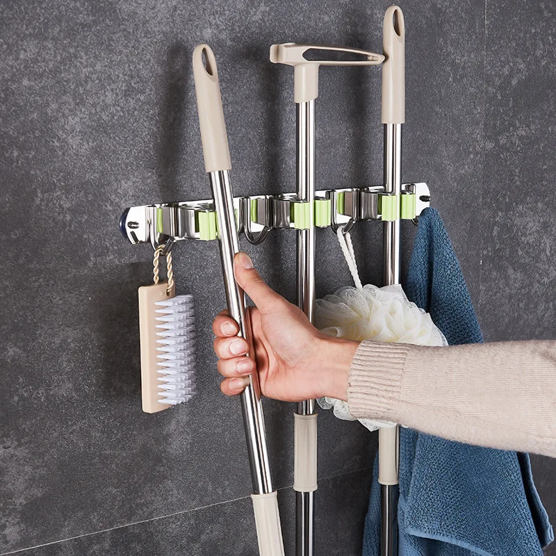 Broom Holder Wall Mounted Stainless Steel Mop Brush Mops Storage Hanger with Hook Multifunctional Kitchen Bathroom Organizer
Broom Holder Wall Mounted Stainless Steel Mop Brush Mops Storage Hanger with Hook Multifunctional Kitchen Bathroom Organizer