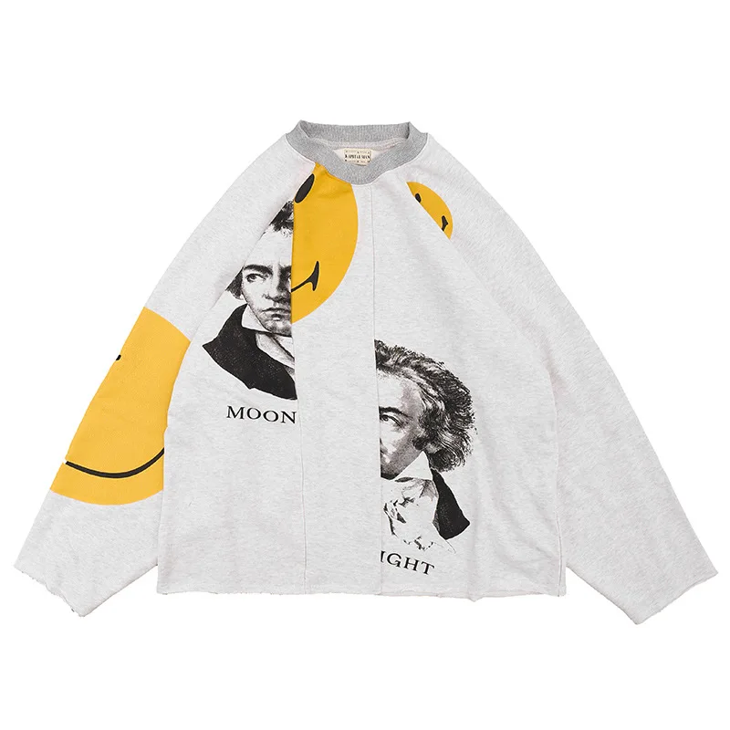 Fgss clothing - autumn and winter 2021 new fashion brand splicing smile face Beethoven printing loose round neck men's
Fgss clothing - autumn and winter 2021 new fashion brand splicing smile face Beethoven printing loose round neck men's