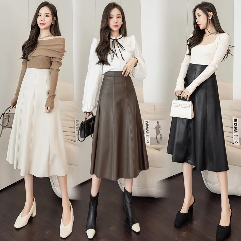 2022 Autumn PU Leather Long Skirts Women Elegant OL High Waist Party Skirt Fashion Office Lady Solid Jupe Street Faldas X31 
2022 Autumn PU Leather Long Skirts Women Elegant OL High Waist Party Skirt Fashion Office Lady Solid Jupe Street Faldas X31